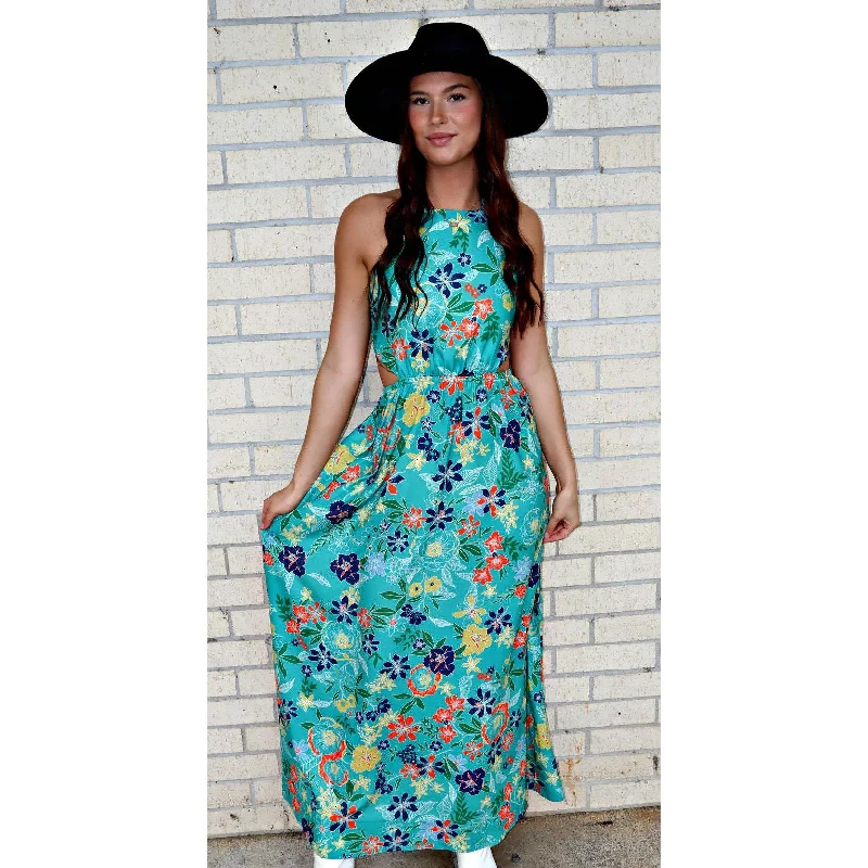 Panama City Floral Cut Maxi Dress Comfortable Bohemian Maxi Dress