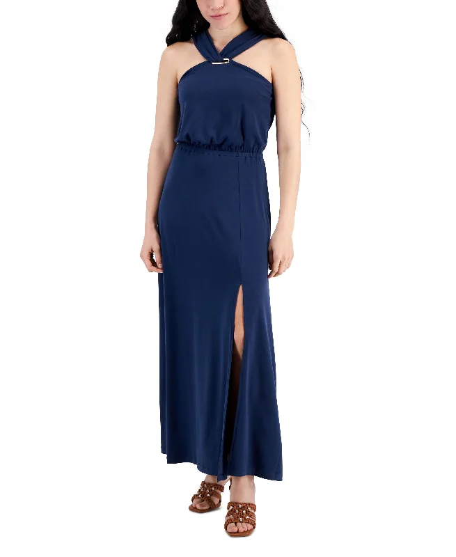 Petite Halter Maxi Dress Comfortable Ruffle Maxi Dress