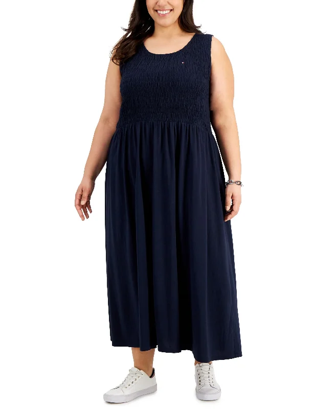 Plus Size Smocked Maxi Dress Elegant Maxi Dress with Lace