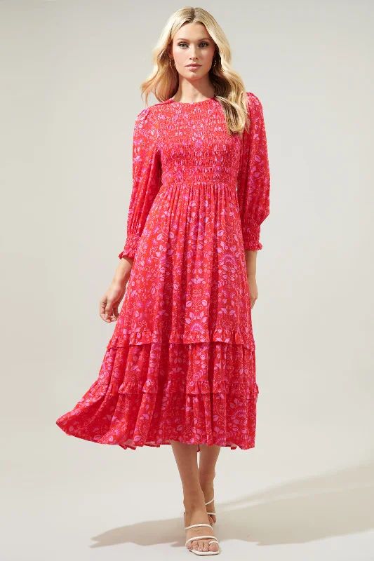 Ranier Pink Paisley Ludlow Smocked Maxi Dress Cozy Knit Maxi Dress