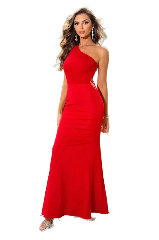 Sleeveless Maxi Dress One-Shoulder Stylish One-Shoulder Maxi Dress