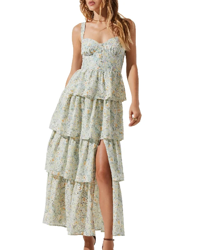 Women's Midsummer Tiered Maxi Dress Chic Boho Print Maxi Dress