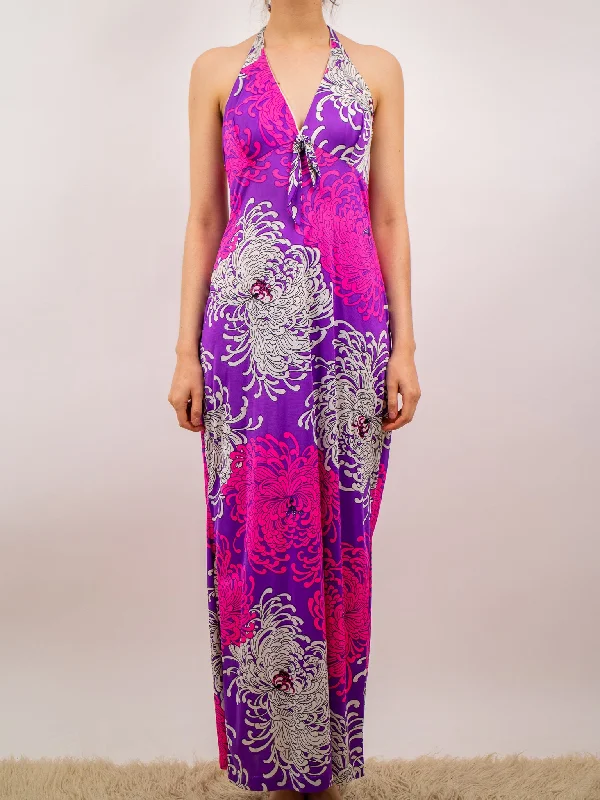 1960's psychedelic beach halter dress
