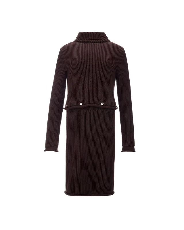 Bottega Veneta  Ribbed Knit Dress Brown