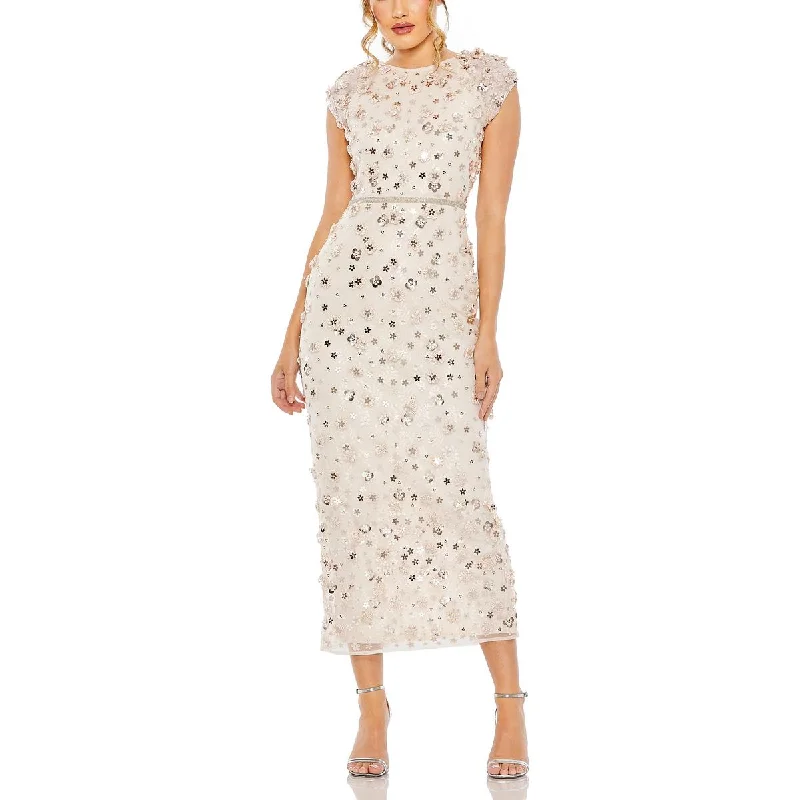 Womens Lace Embellished Evening Dress