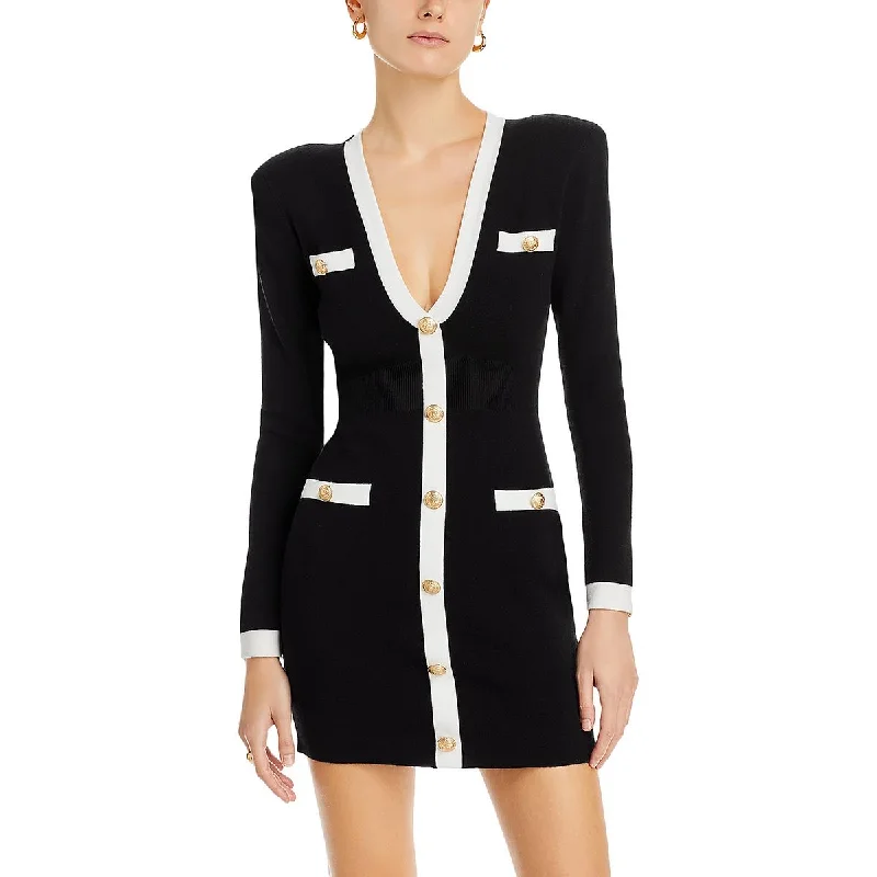 Womens Knit Contrast Sheath Dress