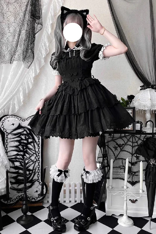 Bowknot Hollow Gothic Lolita Tiered JSK Dress 2 Colors