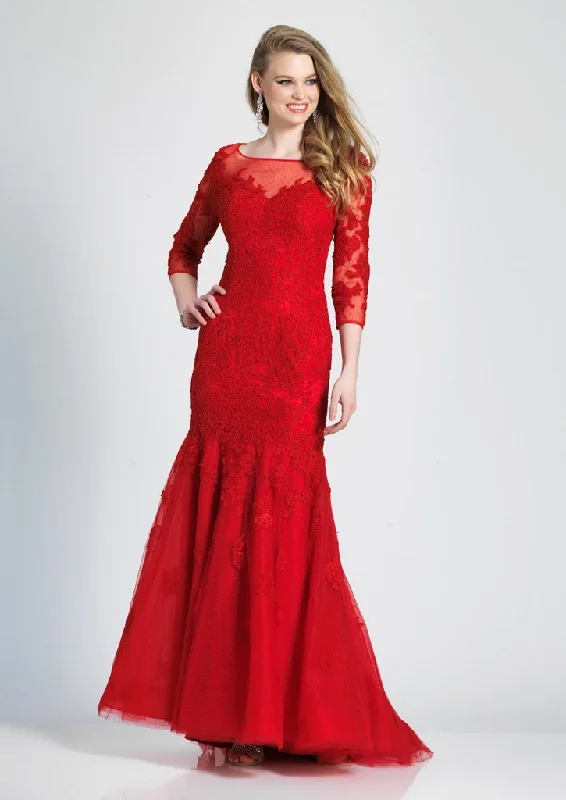 Dave & Johnny - 3756SC Illusion Bateau Trumpet Dress