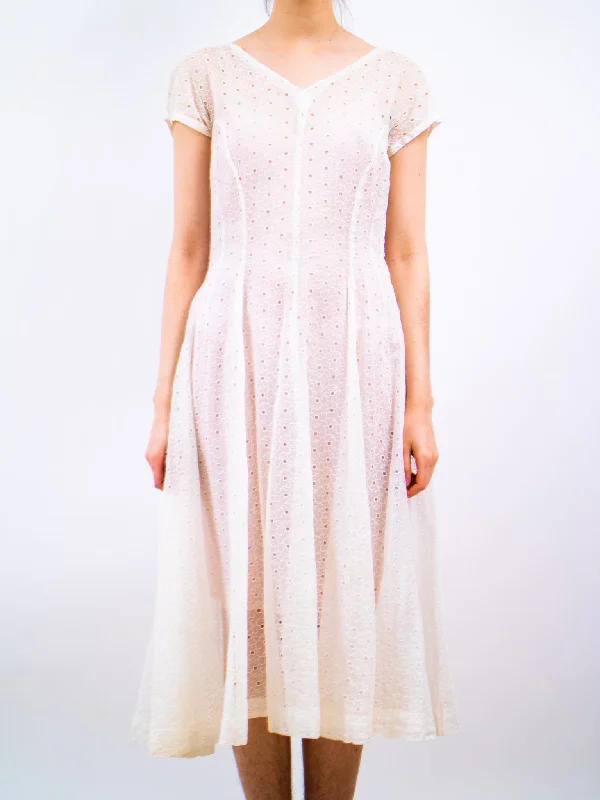 1940's eyelet overlay dress