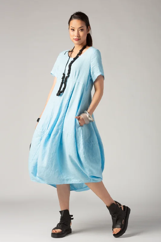 GRIZAS S/S Palloncino Dress in Cielo Linen