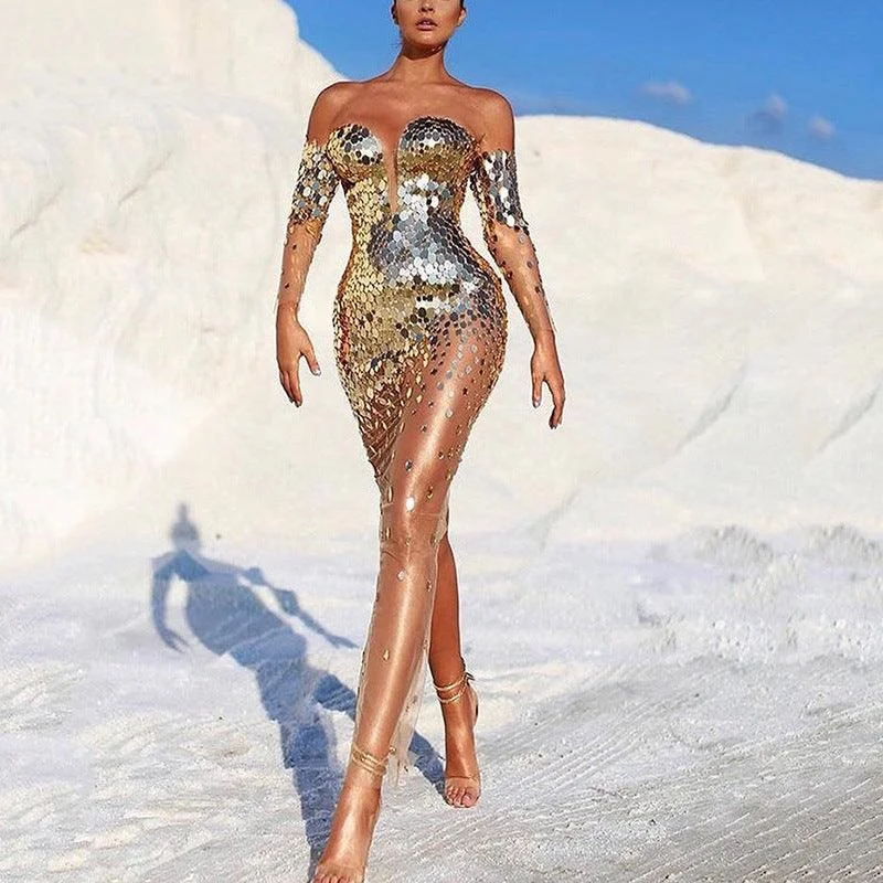 Mirror Sequin Fashion Dress |