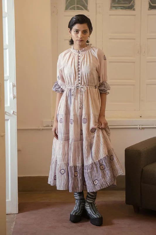 Rosy Ballet Embroidered Tie-Up Dress