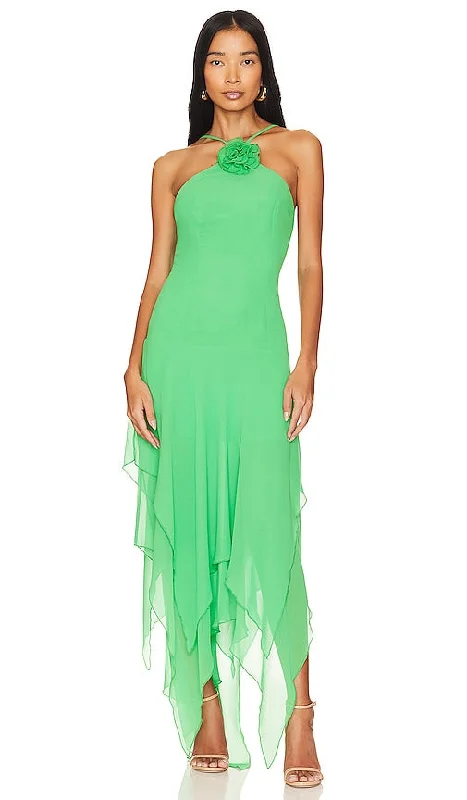 Lovers and Friends Shelby Asymmetric Dress in Green