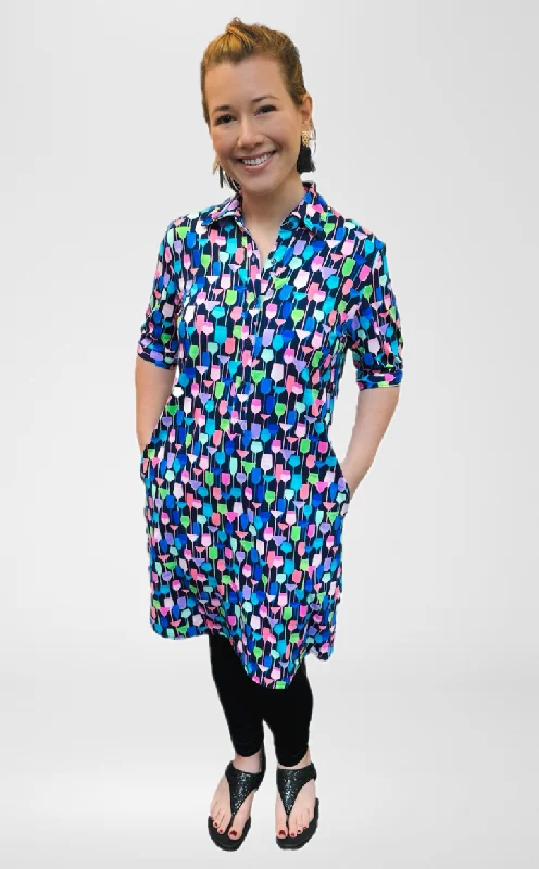 Lulu B Wine Collar Button V-Neck Travel Dress