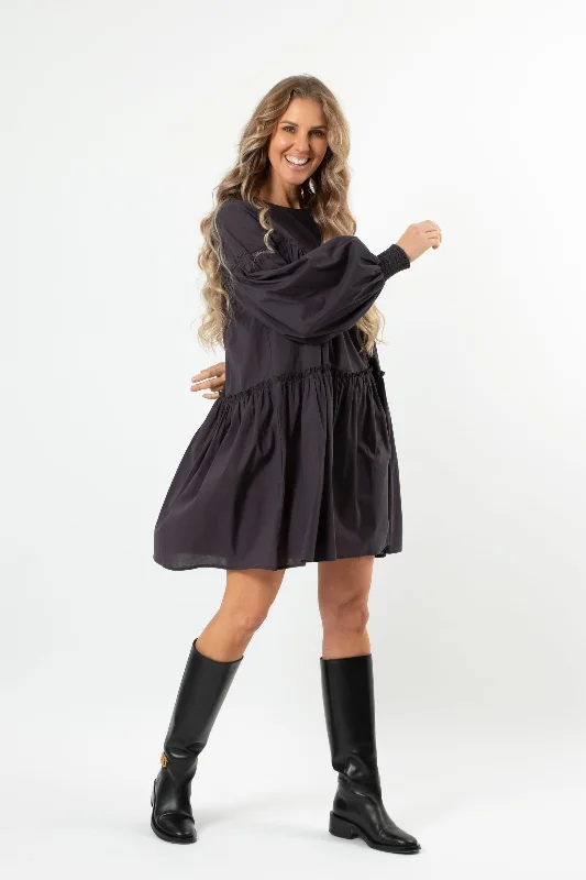 Maggie Dress Blue Charcoal