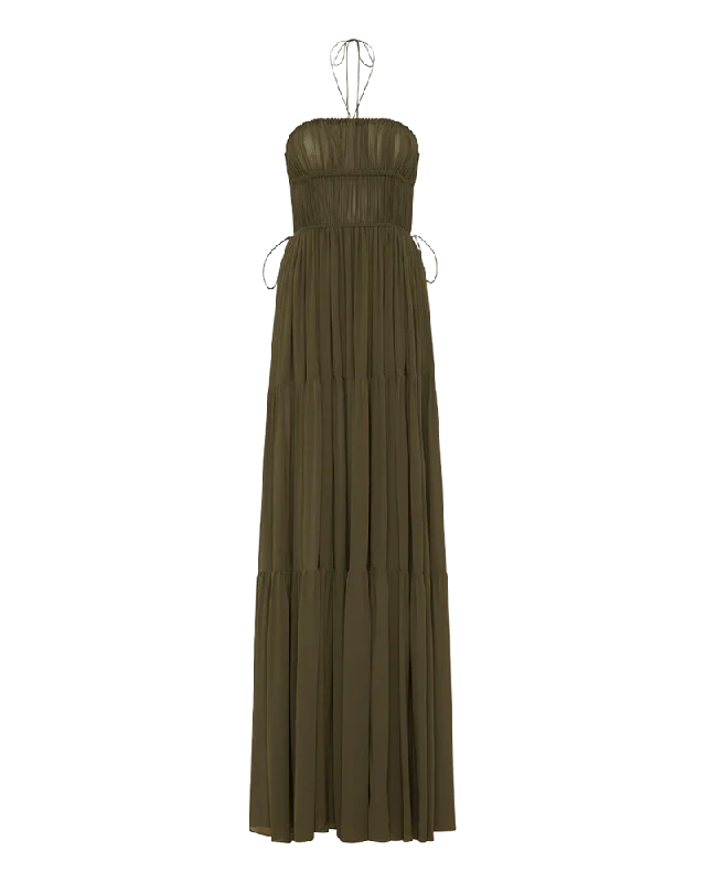Shirred Halter Dress