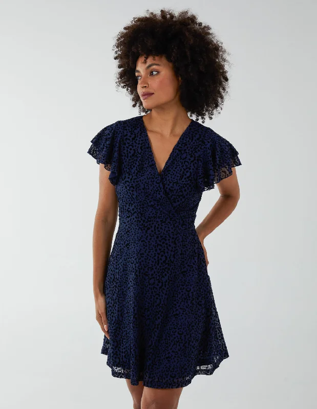 Leopard Velvet on Mesh Dress