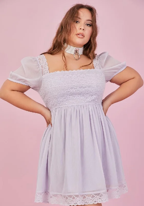 Plus Iris Honeydew Pucker Babydoll Dress