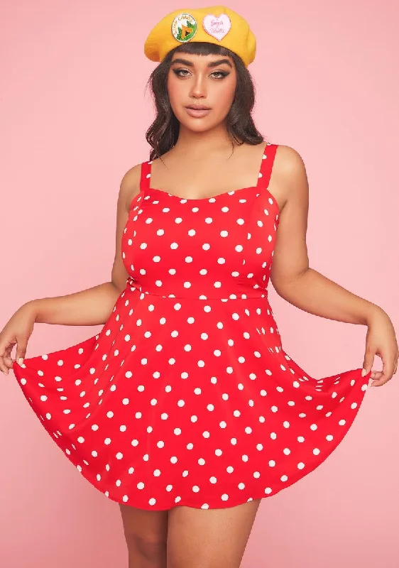 Plus Strawberry Picking Polka Dot Dress