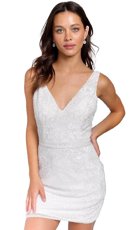 Primavera Couture 3804 - V-Neck Embellished Cocktail Dress