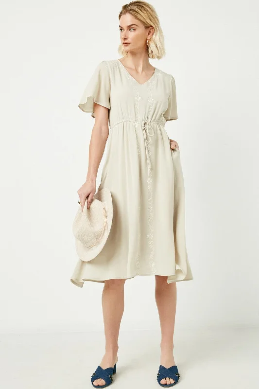 Riley Embroidered Dress in Sage
