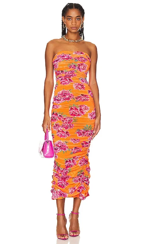 SAU LEE Farrah Dress in Orange