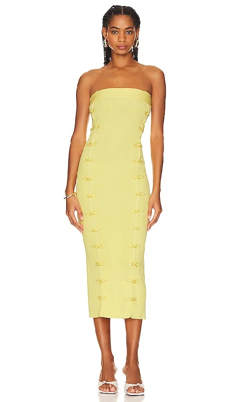SAU LEE Jennifer Knit Dress in Yellow