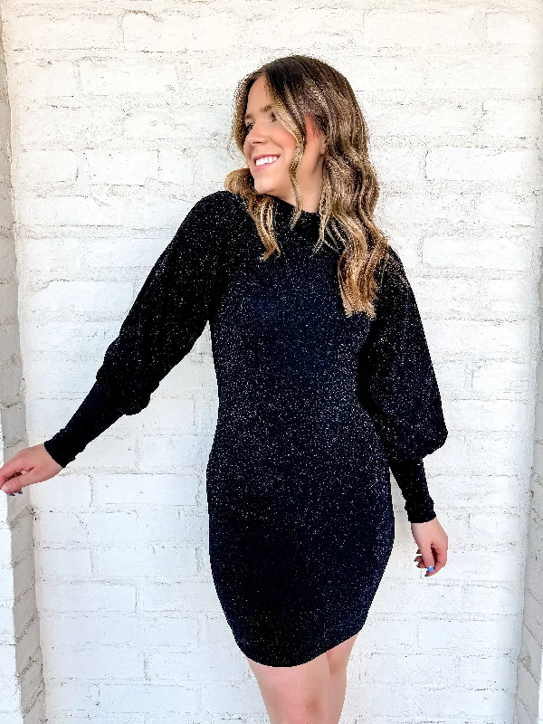 Shimmer Around Dress Black