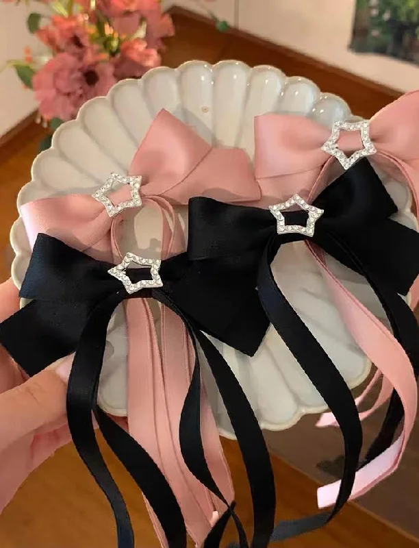 Star Diamond Bow Ribbon Hair Clip Duckbill Clip Headdress