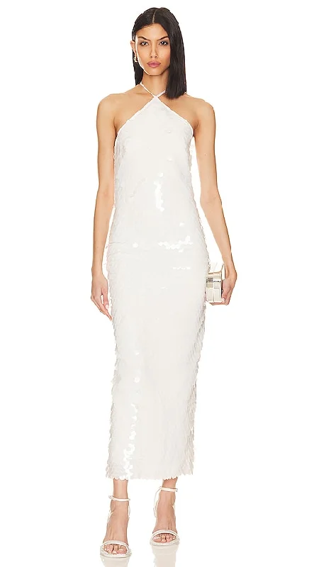 The New Arrivals by Ilkyaz Ozel BlancaTriangle Neck Dress in White