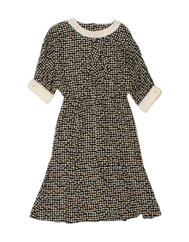 VINTAGE Womens A-Line Dress UK 22 3XL Black Spotted