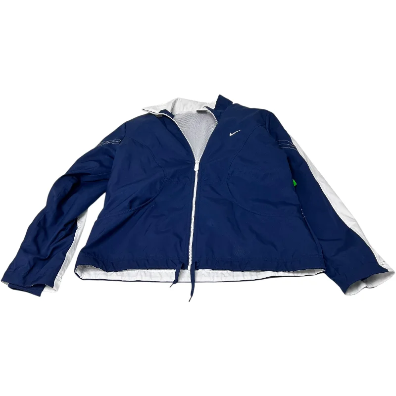 Athletic Jacket By Nike Apparel In Navy, Size: M Collared Jacket Crew Neck Jacket Turtle Neck Jacket