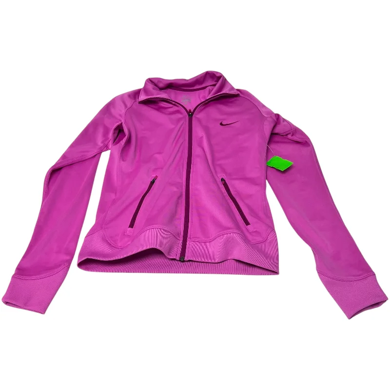 Athletic Jacket By Nike Apparel In Pink, Size: M Stand-Up Collar Roll-Neck Collar Turtle Neck