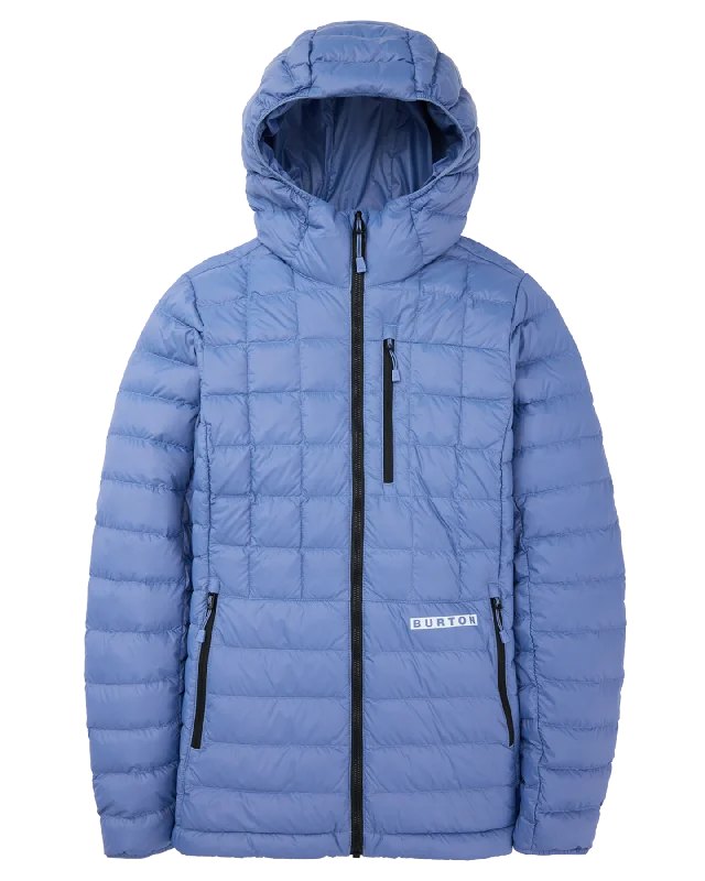 Burton Women's Mid-Heat Hooded Down Insulated Jacket - Slate Blue Collared Jacket Crew Neck Jacket Turtle Neck Jacket Burton Women's Mid-Heat Hooded Down Insulated Jacket - Slate Blue Collared Jacket Crew Neck Jacket Turtle Neck Jacket