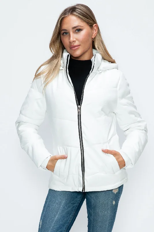 How Dare U Pocketed Zip Up Puffer Jacket with Removable Hood In White Rayon Fabric Velvet Fabric Corduroy Fabric How Dare U Pocketed Zip Up Puffer Jacket with Removable Hood In White Rayon Fabric Velvet Fabric Corduroy Fabric