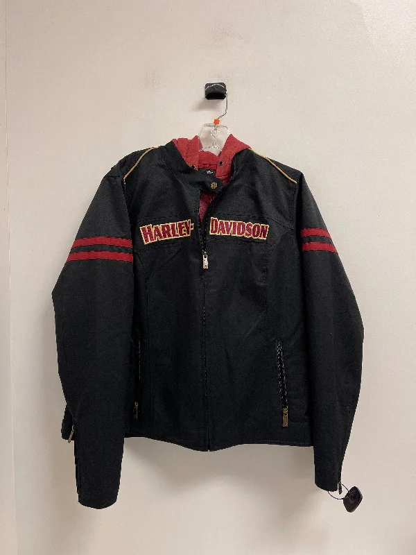 Jacket Designer By Harley Davidson In Black, Size: 2x Toggled Jacket Drawstring Jacket Belted Jacket
