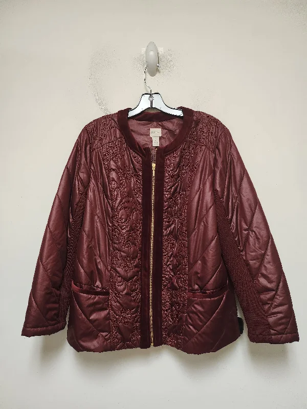 Jacket Other By Chicos In Maroon, Size: Xl Wool Jacket Cashmere Jacket Tweed Jacket