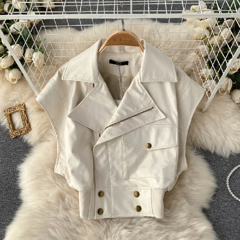 Lapel short motorcycle leather jacket waistcoat 1532 Quilted Jacket Puffer Jacket Insulated Jacket Lapel short motorcycle leather jacket waistcoat 1532 Quilted Jacket Puffer Jacket Insulated Jacket