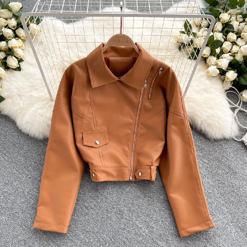 Leather women's slim and versatile Motorcycle Jacket 1559 Rayon Jacket Velvet Jacket Corduroy Jacket Leather women's slim and versatile Motorcycle Jacket 1559 Rayon Jacket Velvet Jacket Corduroy Jacket