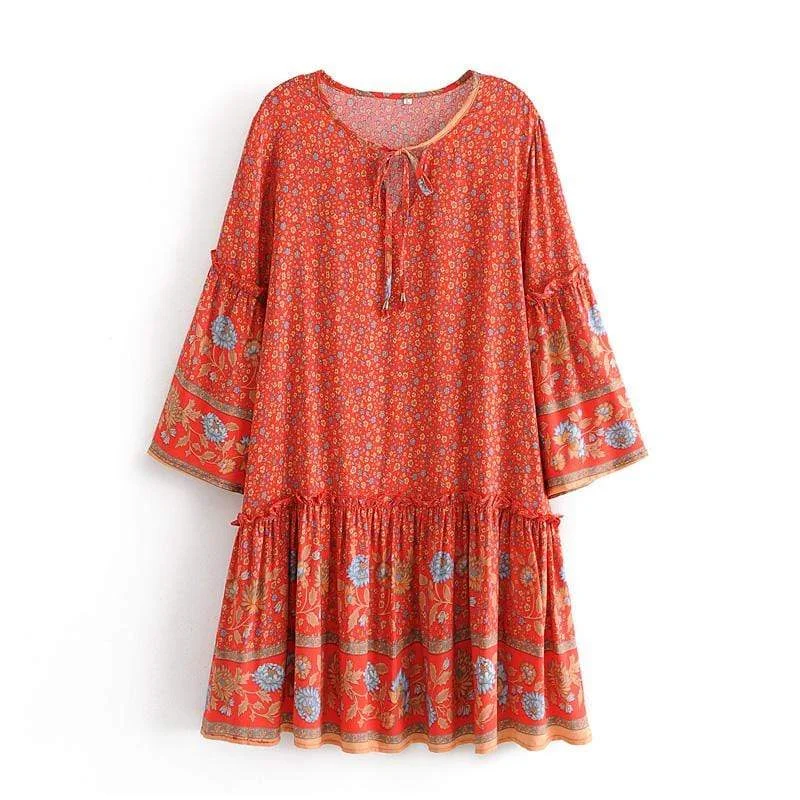 Alora Vintage Floral Mini Dress Fashionable Lace Mini Dress