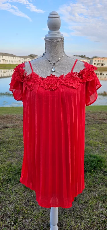 Chick Flick Cherry Cold Shoulder Mini Dress - Red - SMALL - FINAL SALE Trendy Tulle Mini Dress Chick Flick Cherry Cold Shoulder Mini Dress - Red - SMALL - FINAL SALE Trendy Tulle Mini Dress