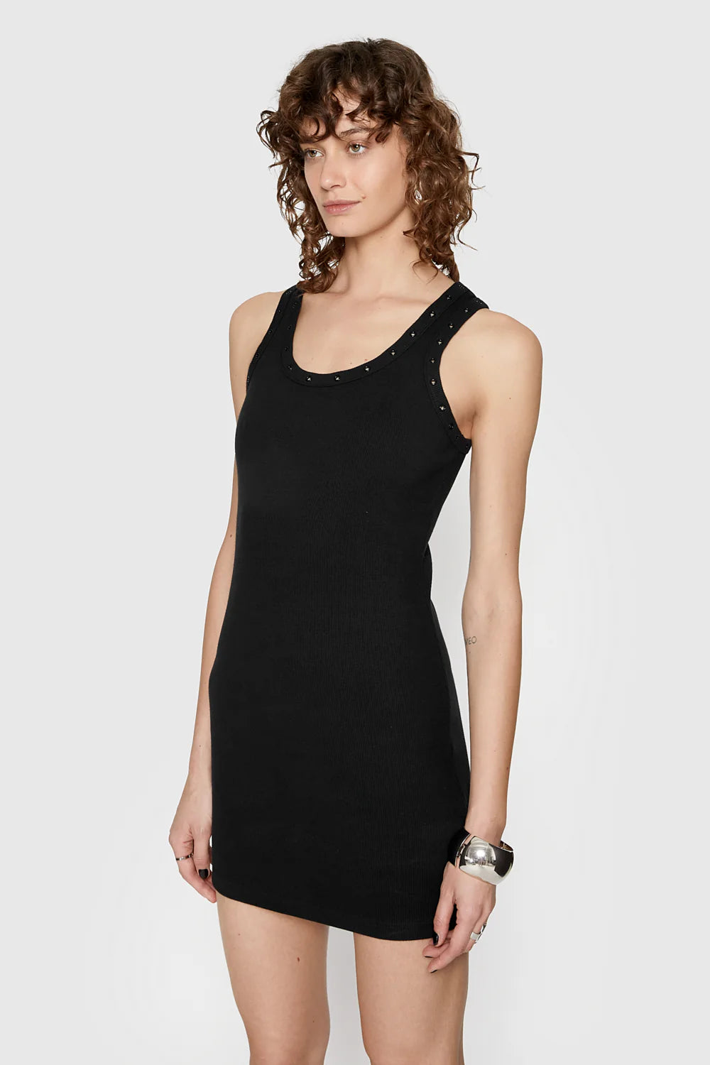 Faith Studded Mini Dress Elegant Off-Shoulder Dress Mini
