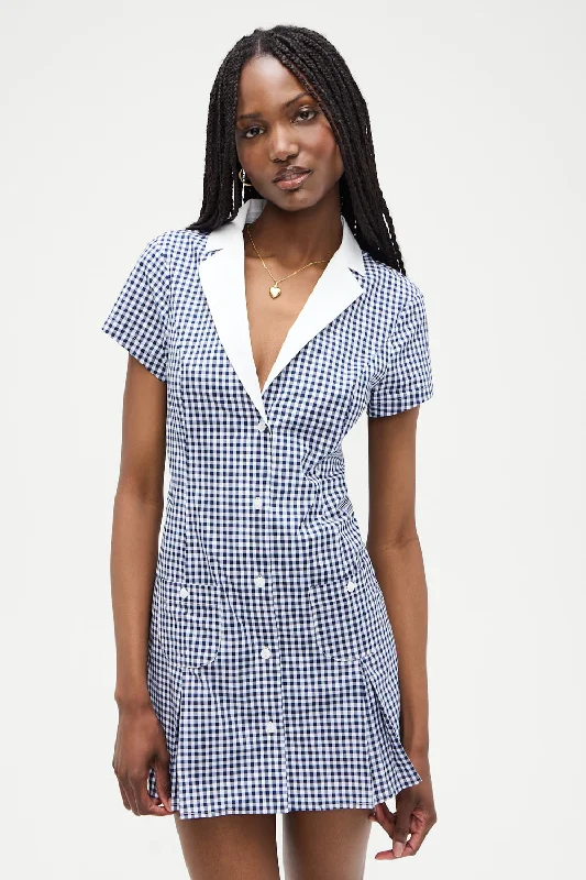 Garden Gingham Mini Dress - Seaside Gingham Classic White Mini Dress