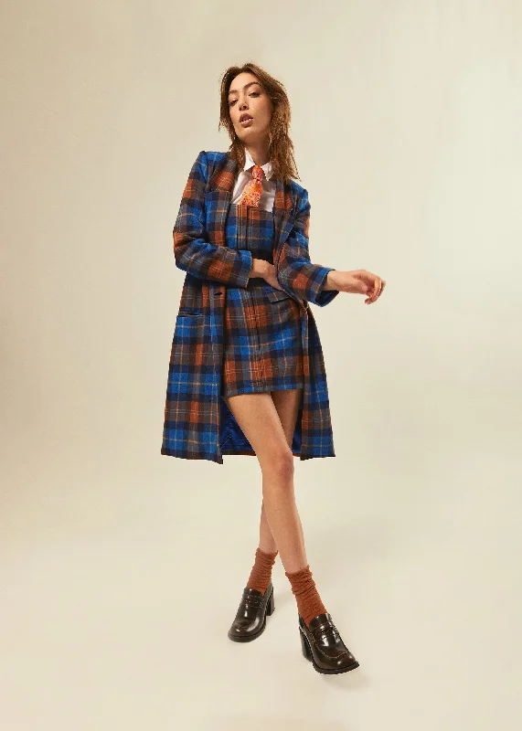 Plaid Strapless Mini Dress Trendy Denim Mini Dress