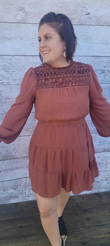 Sienna Desert Mini Dress - Rust - MEDIUM | LARGE - FINAL SALE Fashionable Lace Mini Dress Sienna Desert Mini Dress - Rust - MEDIUM | LARGE - FINAL SALE Fashionable Lace Mini Dress