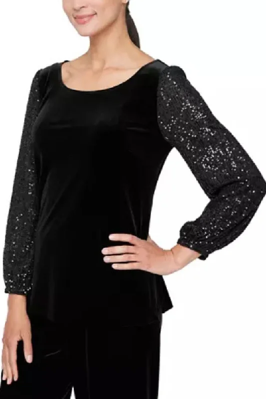 Alex Evenings Blouse With Embellished Ruched Waist Embroidered Floral Blouse