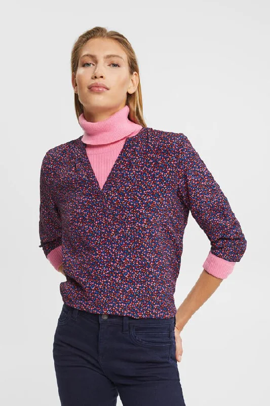 Esprit Long Sleeve Patterned Blouse Elegant Silk Blouse