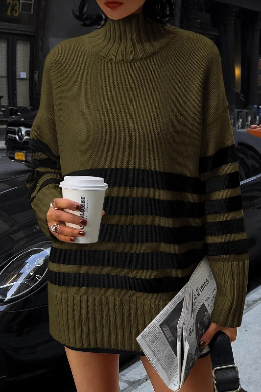 Women's Fall Striped Long Pullover Sweaters Turtleneck Long Sleeve Loose Fit Chunky Knit Casual Cute Tops Blouse Stylish Wrap Blouse Women's Fall Striped Long Pullover Sweaters Turtleneck Long Sleeve Loose Fit Chunky Knit Casual Cute Tops Blouse Stylish Wrap Blouse