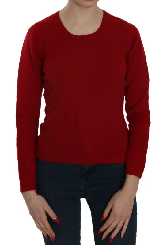 MILA SCHÖN Elegant Red Cashmere Pullover Blouse Sleeveless Chiffon Blouse