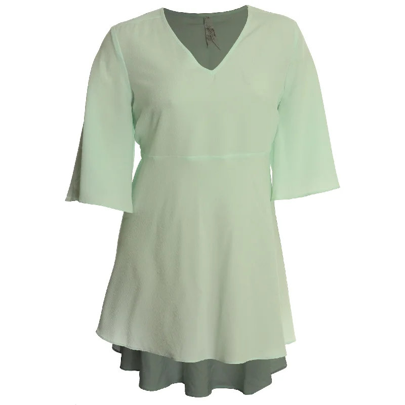 Melissa McCarthy Seven7 Green Short Sleeve V-Neck High-Low Blouse Plus Size Lightweight Linen Blouse Melissa McCarthy Seven7 Green Short Sleeve V-Neck High-Low Blouse Plus Size Lightweight Linen Blouse